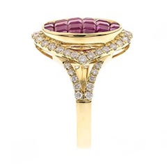 Gin & Grace 14K Yellow Gold Mozambique Genuine Ruby Ring with Diamonds for women