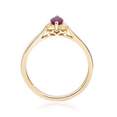 Gin & Grace 14K Yellow Gold Mozambique Genuine Ruby Ring with Diamonds for women