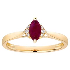 Gin & Grace 14K Yellow Gold Mozambique Genuine Ruby Ring with Diamonds for women