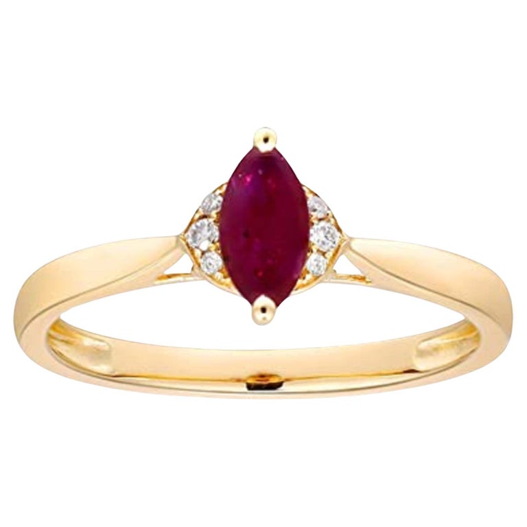 Gin and Grace 14K Yellow Gold Mozambique Genuine Ruby Ring with