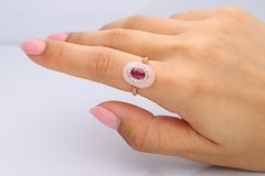 Gin & Grace Anello in oro giallo 14K con rubino del Mozambico e opale rosa con diamante