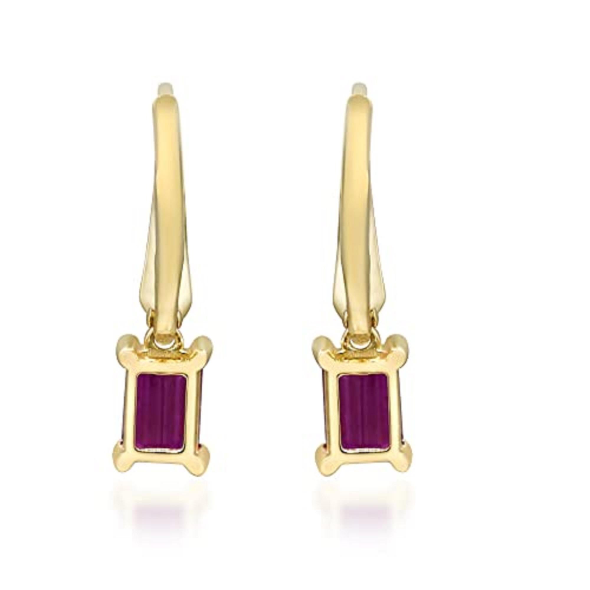 Emerald Cut Gin & Grace 14K Yellow Gold Mozambique Ruby Earrings with Diamonds for women For Sale
