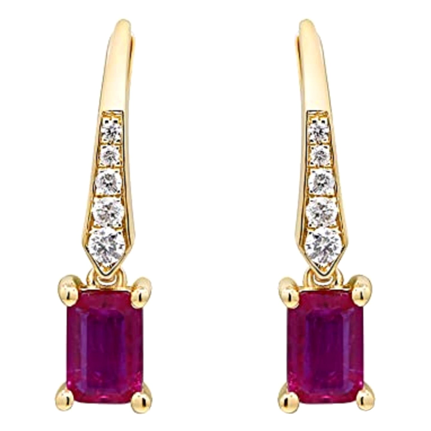 Gin & Grace Orecchini in oro giallo 14K con rubino del Mozambico e diamanti per donna in vendita