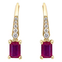 Gin & Grace Orecchini in oro giallo 14K con rubino del Mozambico e diamanti per donna