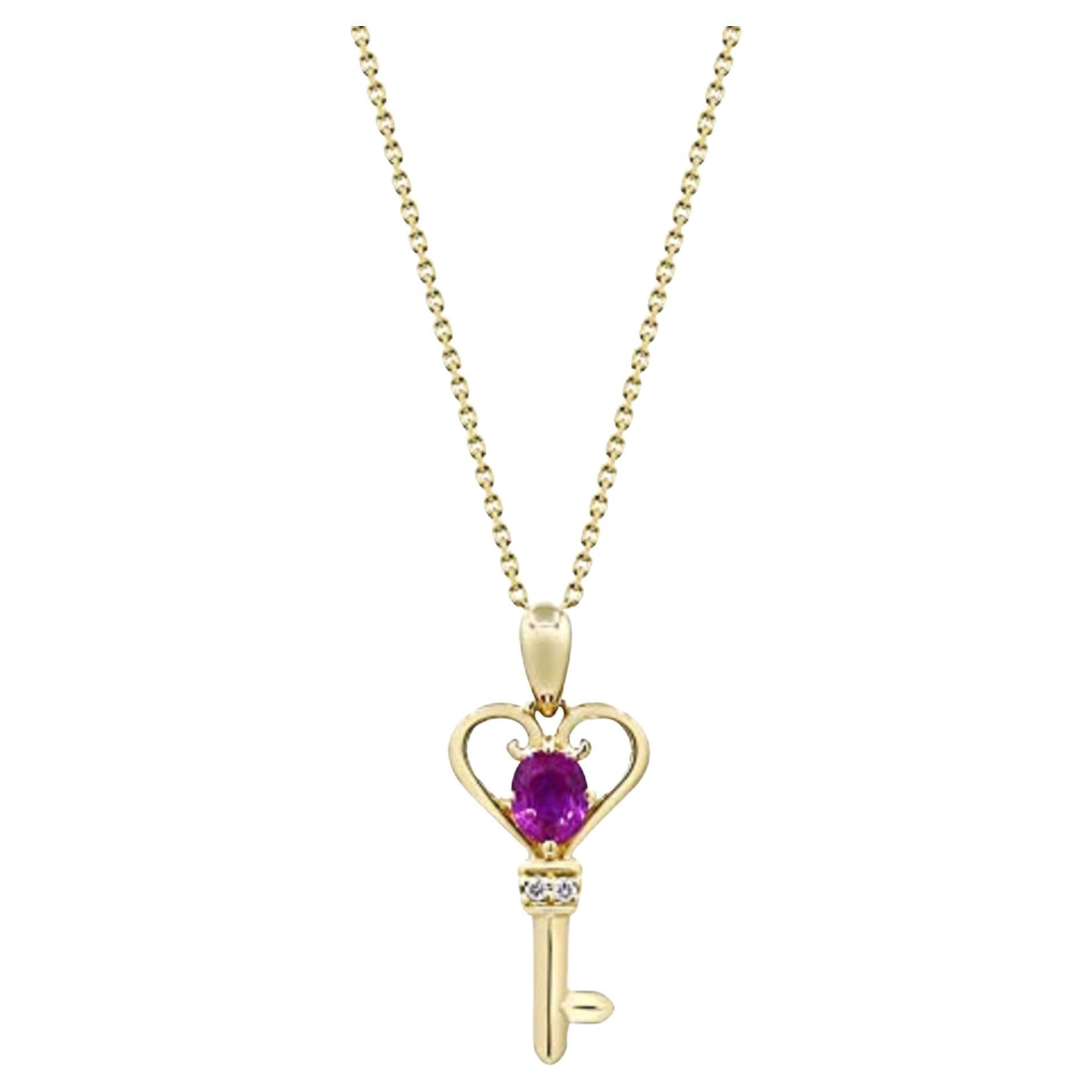 Gin & Grace 14K Yellow Gold Mozambique Ruby Pendant with Diamonds for women