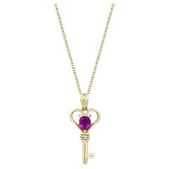 Gin & Grace - Ciondolo in oro giallo 14K con rubino del Mozambico e diamanti per donna