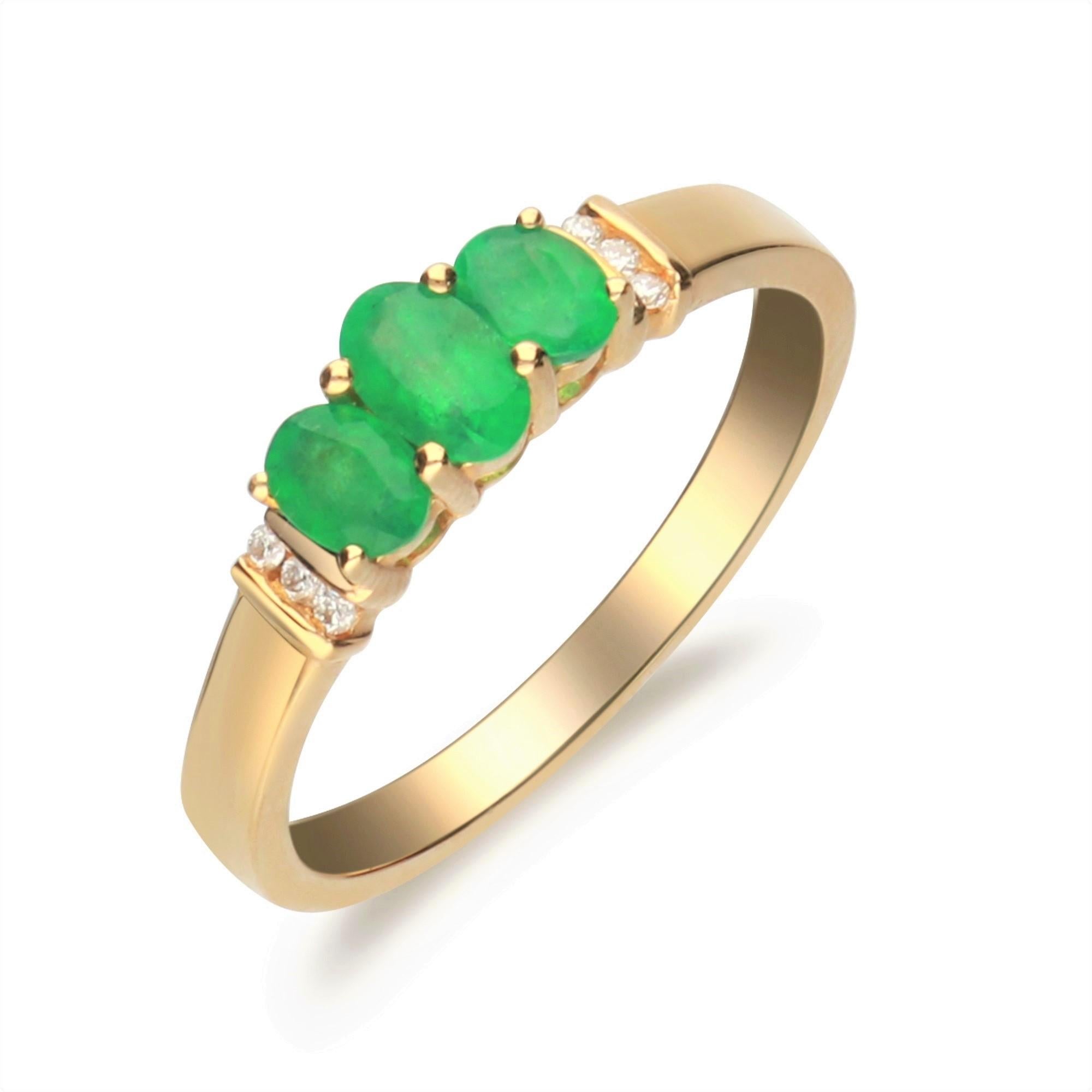 Art Deco Gin & Grace 14K Yellow Gold Natural Emerald Diamond Propose Promise Ring For Sale