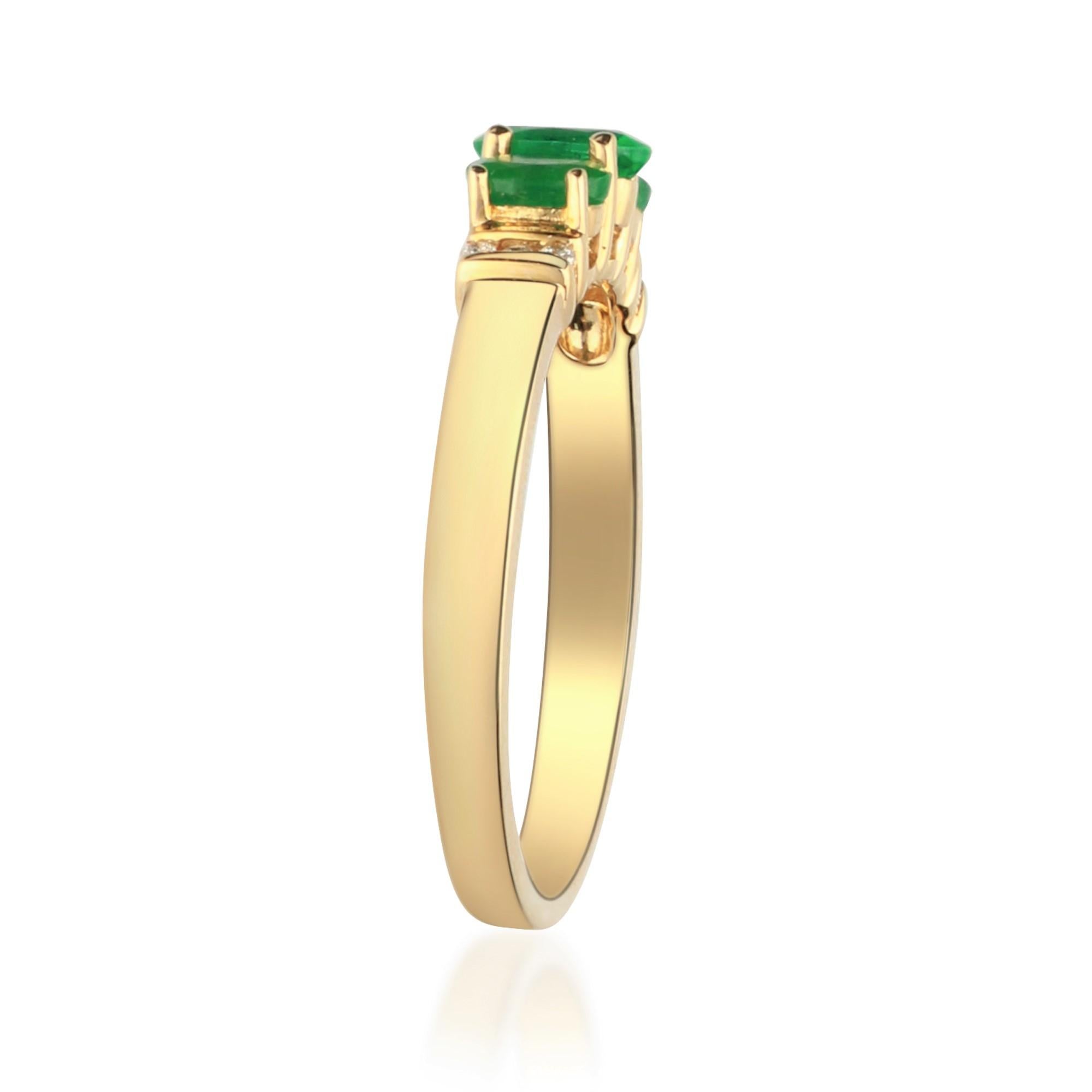Oval Cut Gin & Grace 14K Yellow Gold Natural Emerald Diamond Propose Promise Ring For Sale