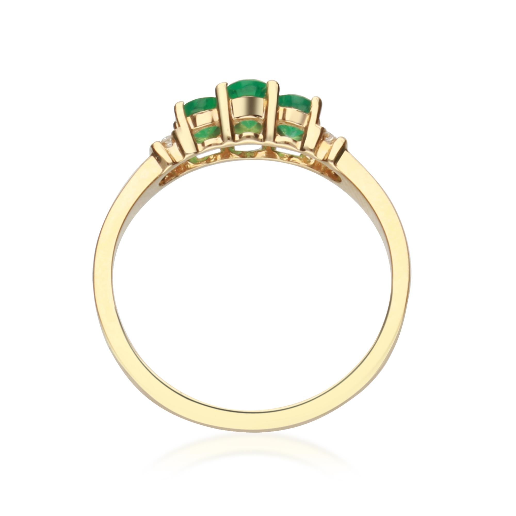 Women's Gin & Grace 14K Yellow Gold Natural Emerald Diamond Propose Promise Ring For Sale