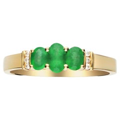 Gin & Grace 14K Yellow Gold Natural Emerald Diamond Propose Promise Ring