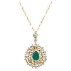 Gin & Grace 14K Yellow Gold Natural Emerald Pendant for women