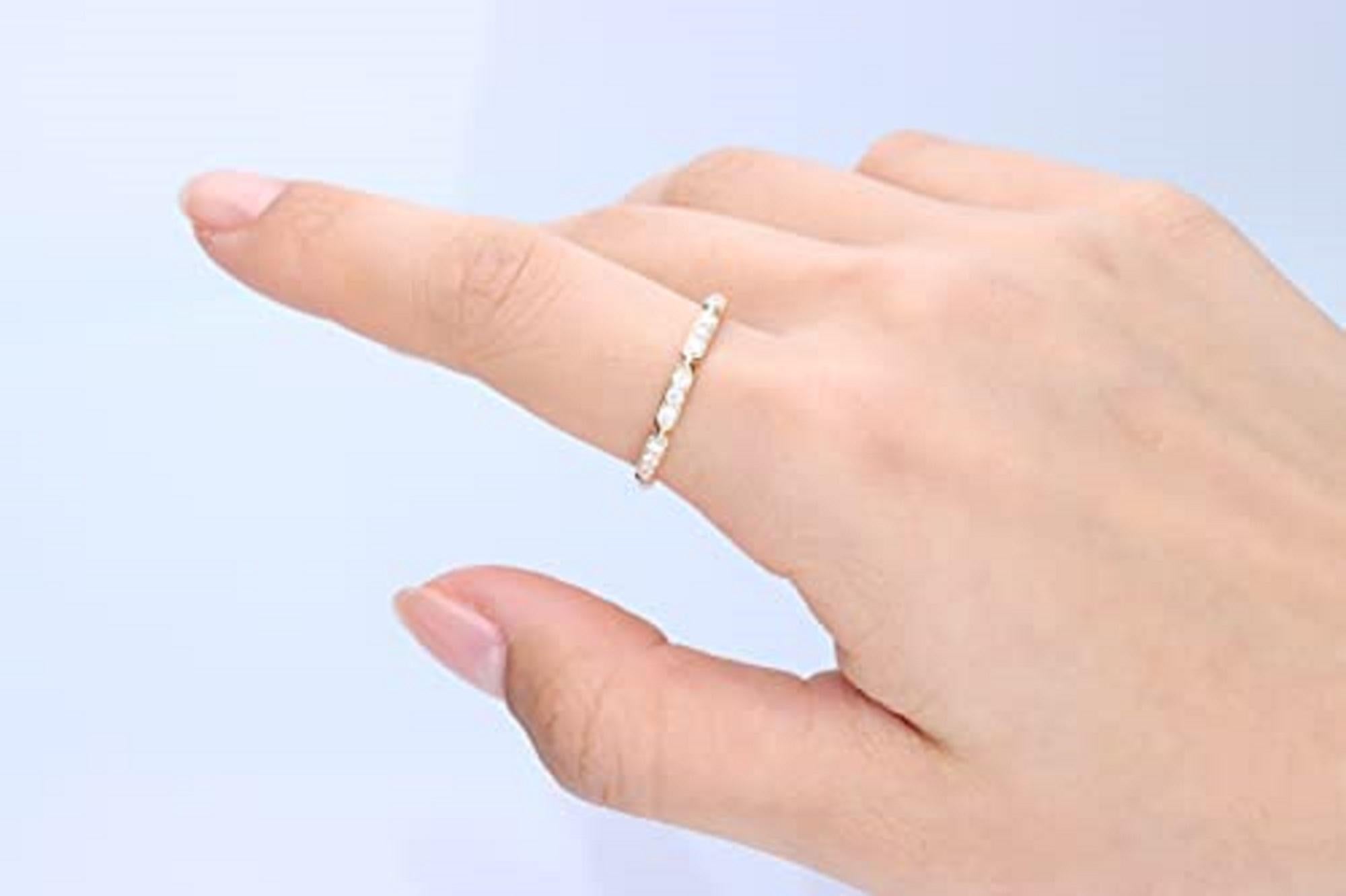 Decorate yourself in elegance with this Ring is crafted from 14-karat Yellow Gold by Gin & Grace. This Ring is made up of Round-cut Prong-Setting White Diamond (15 Pcs) 0.33 Carat . This Ring is weight 1.82 grams. This delicate Ring is polished to a