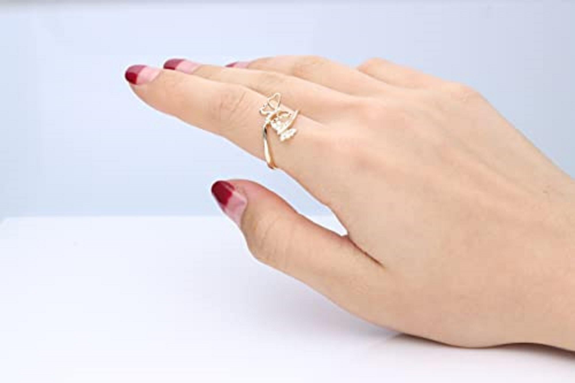Decorate yourself in elegance with this Ring is crafted from 14-karat Yellow Gold by Gin & Grace. This Ring is made up of round-cut white diamond (20 pcs) 0.18 carat. The Ring is designed by the Smithsonian. This Ring is weight 2.41 grams. This