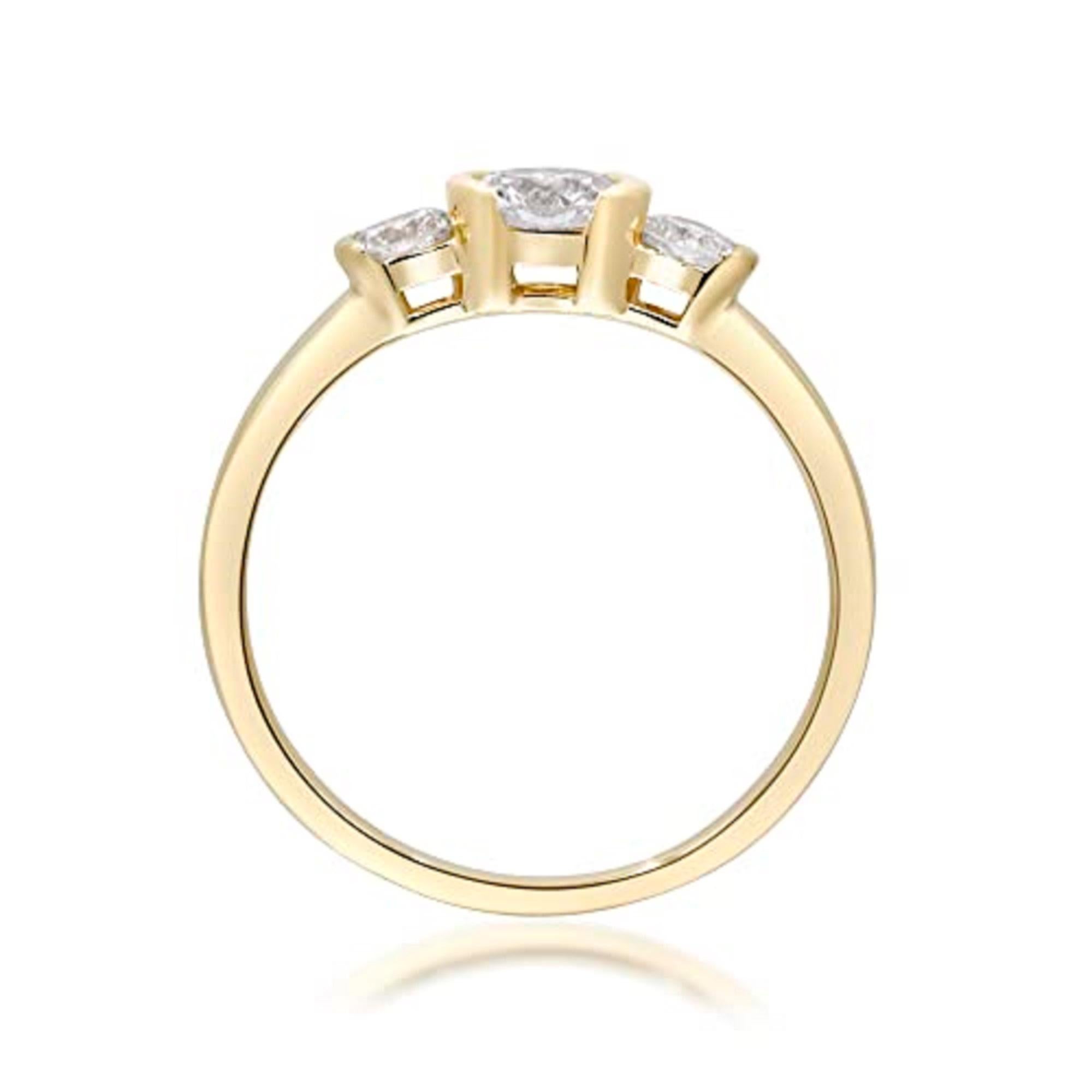 Gin & Grace 14K Yellow Gold Natural White Diamond Ring for women In New Condition For Sale In New York, NY