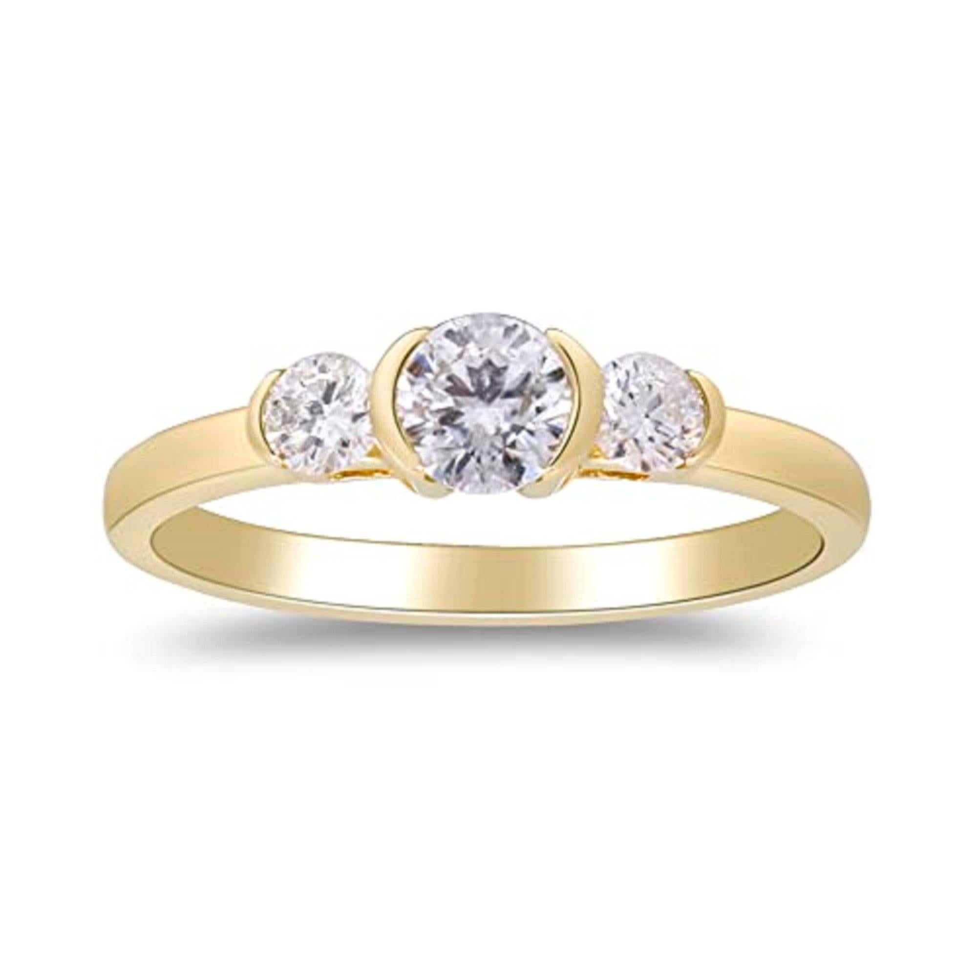 Gin & Grace 14K Yellow Gold Natural White Diamond Ring for women For Sale