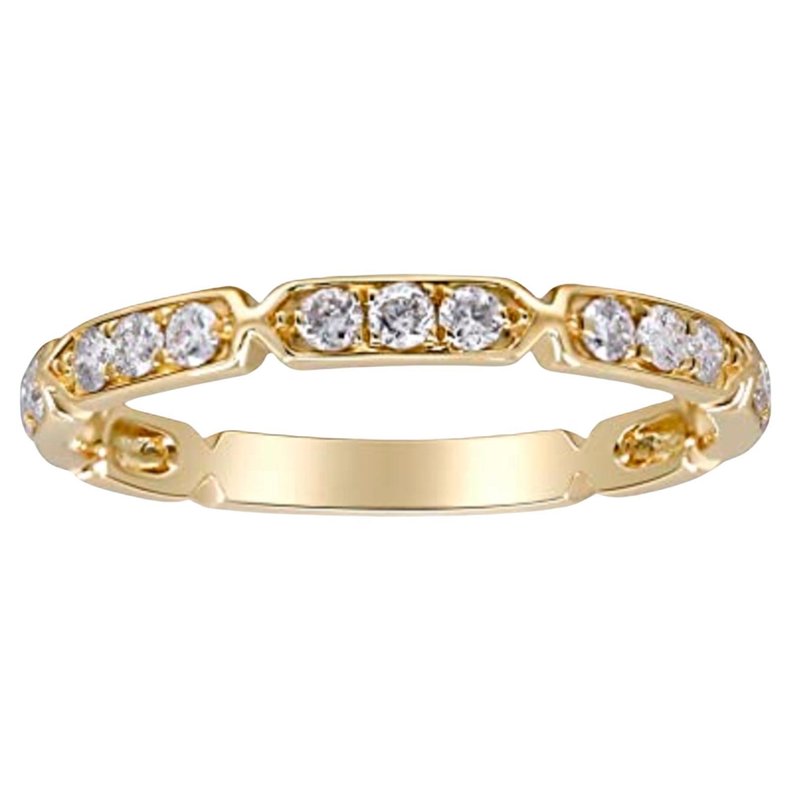 Gin & Grace 14K Yellow Gold Natural White Diamond Ring for women For Sale