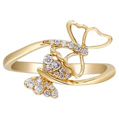 Gin & Grace 14K Yellow Gold Natural white diamond Ring for women