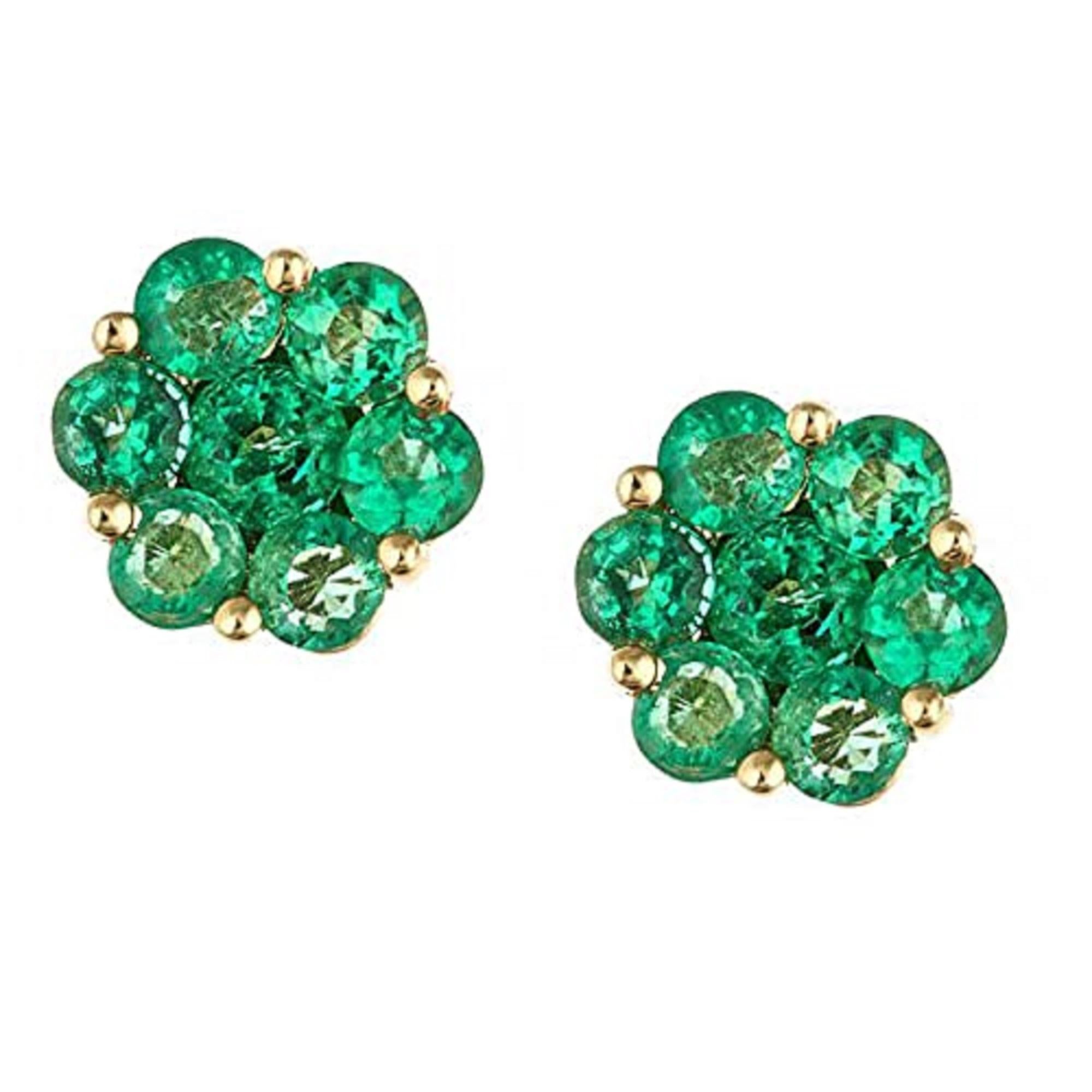 Art Deco Gin & Grace 14K Yellow Gold Natural Zambian Emerald Earrings for women For Sale