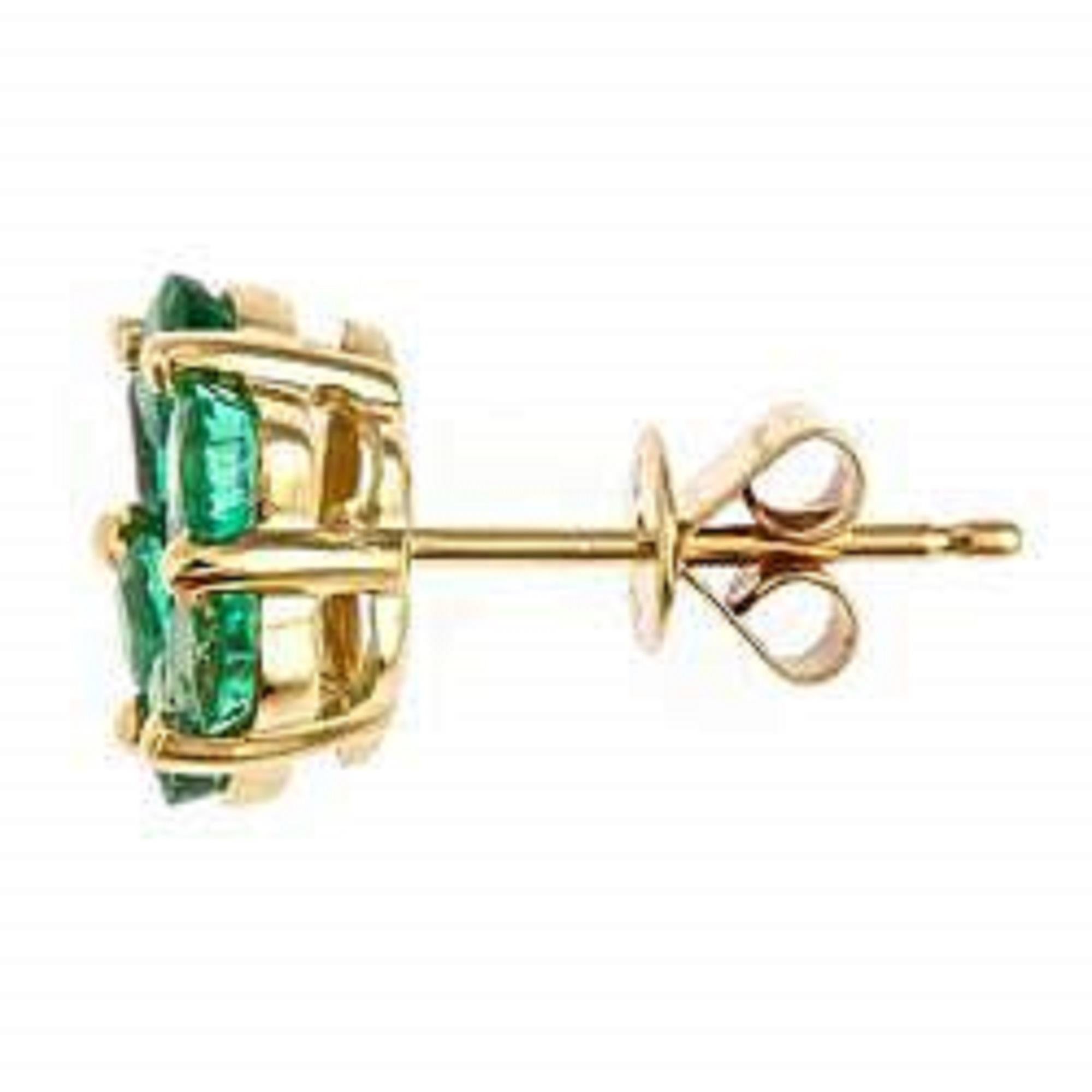 Round Cut Gin & Grace 14K Yellow Gold Natural Zambian Emerald Earrings for women For Sale