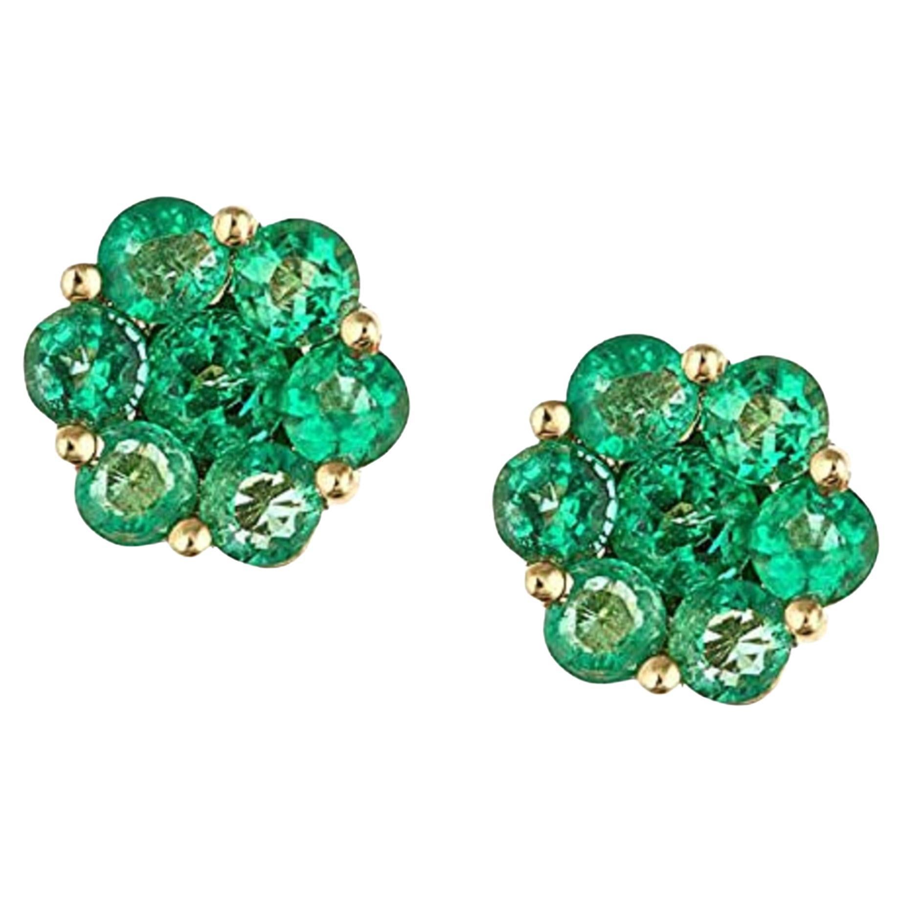 Gin & Grace 14K Yellow Gold Natural Zambian Emerald Earrings for women For Sale