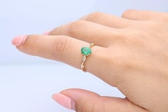 Gin & Grace 14K Yellow Gold Natural Zambian Emerald Ring with Diamonds for women