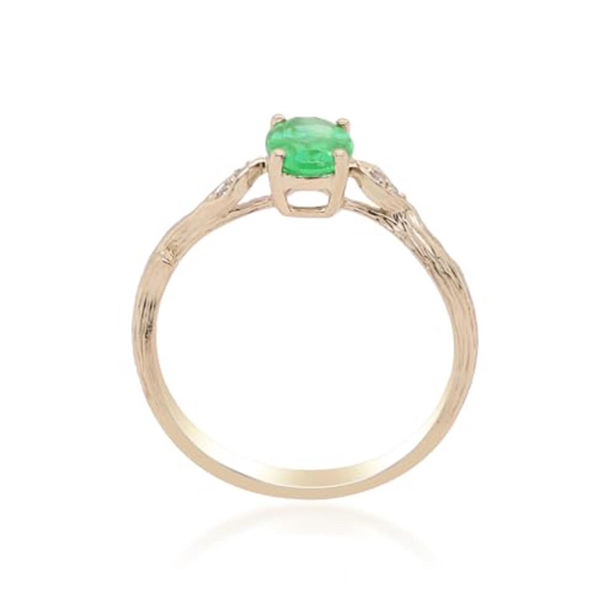 Oval Cut Gin & Grace 14K Yellow Gold Natural Zambian Emerald Ring with Diamonds for women For Sale