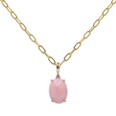 Gin & Grace 14K Yellow Gold Oval-Cut Pink Opal Necklace