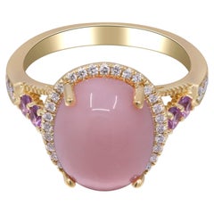 Gin & Grace 14K Yellow Gold Oval-Cut Pink Opal Ring
