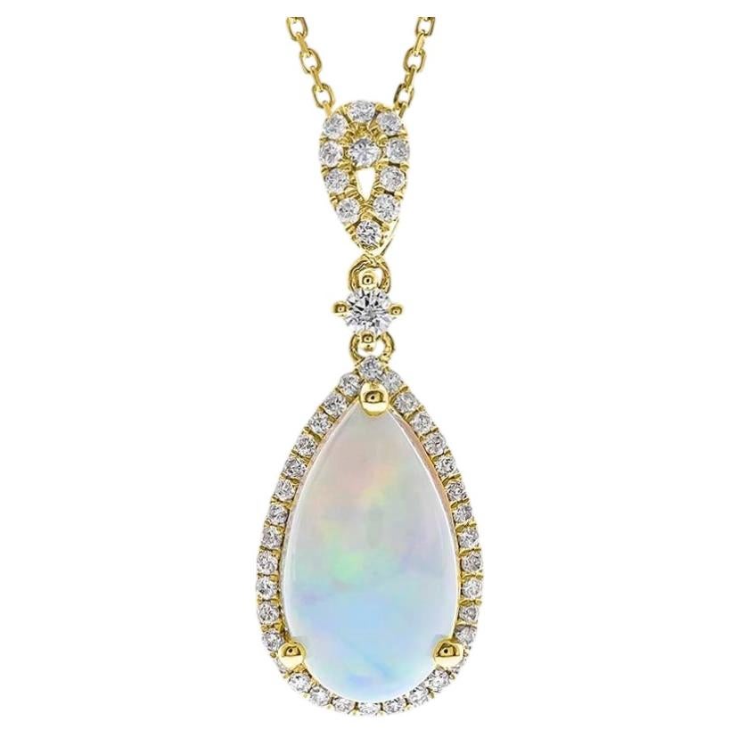 Pendentif Gin and Grace en or jaune 14 carats avec opale taille poire