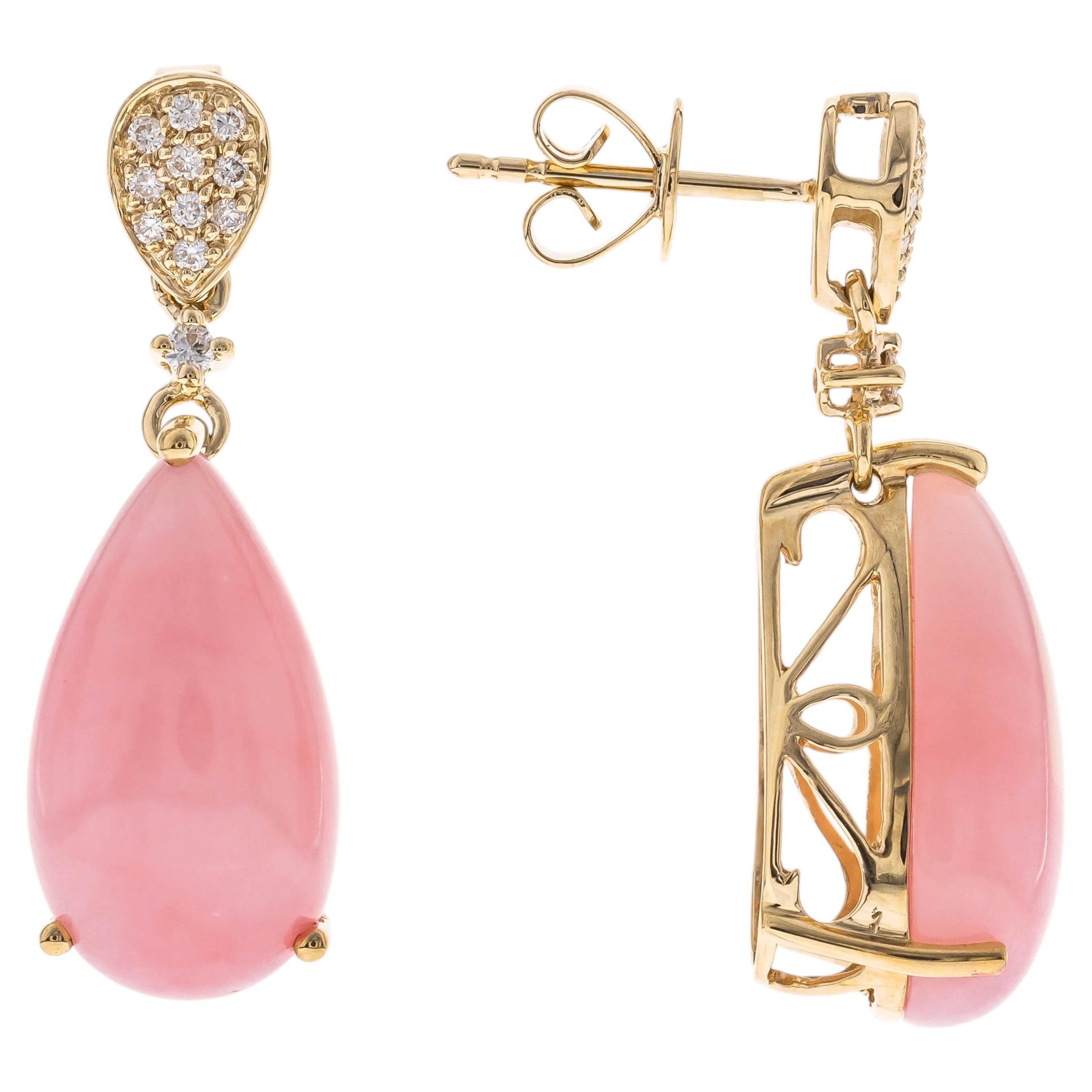 Gin & Grace 14K Yellow Gold Pear-Cut Pink Opal Earrings