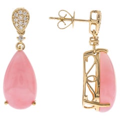 Gin & Grace 14K Yellow Gold Pear-Cut Pink Opal Earrings