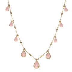 Gin & Grace 14K Yellow Gold Pear-Cut Pink Opal Necklace