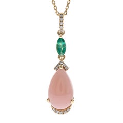 Gin & Grace 14K Yellow Gold Pear-Cut Pink Opal Pendant