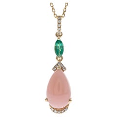 Gin & Grace 14K Yellow Gold Pear-Cut Pink Opal Pendant