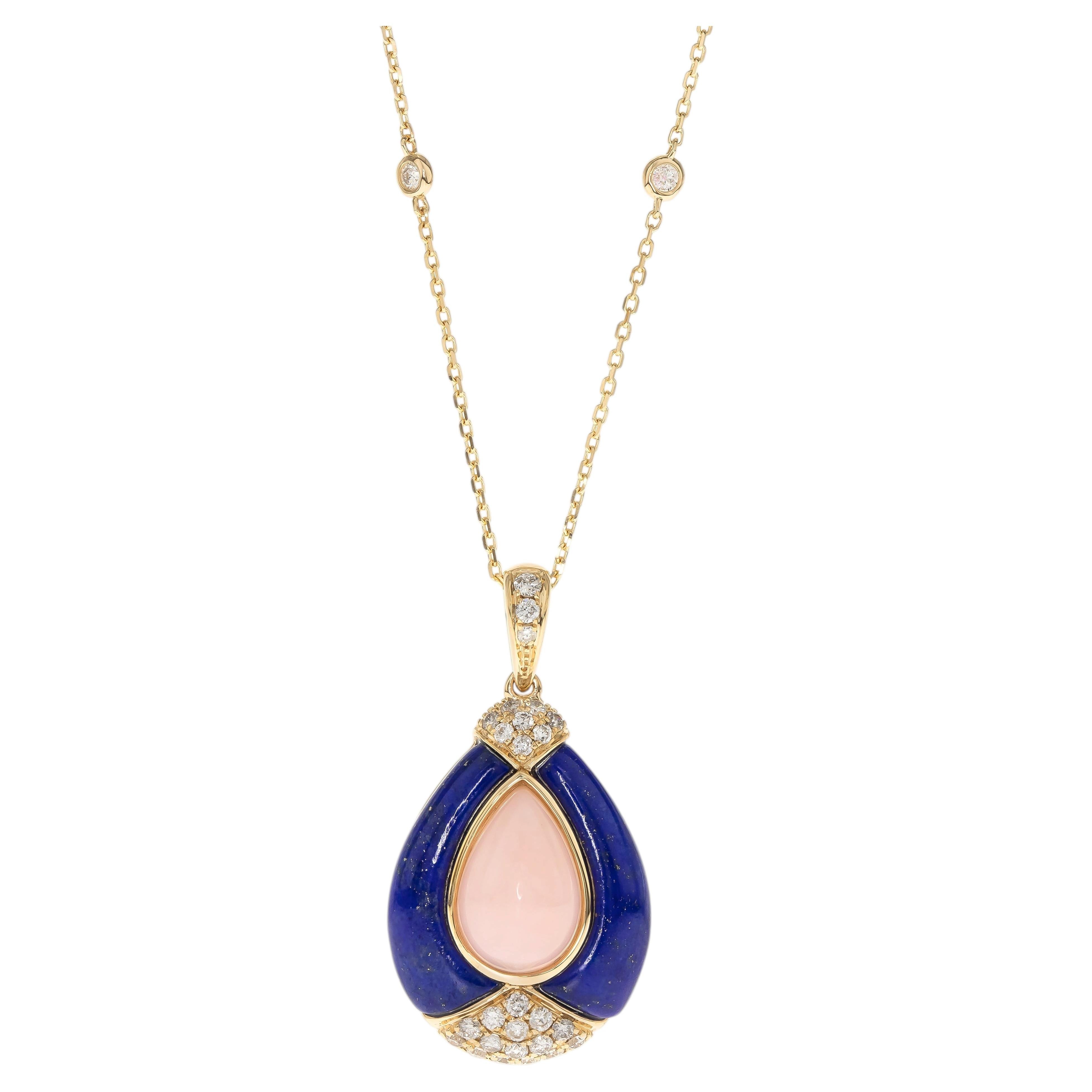 Gin & Grace 14K Yellow Gold Pear-Cut Pink Opal Pendant