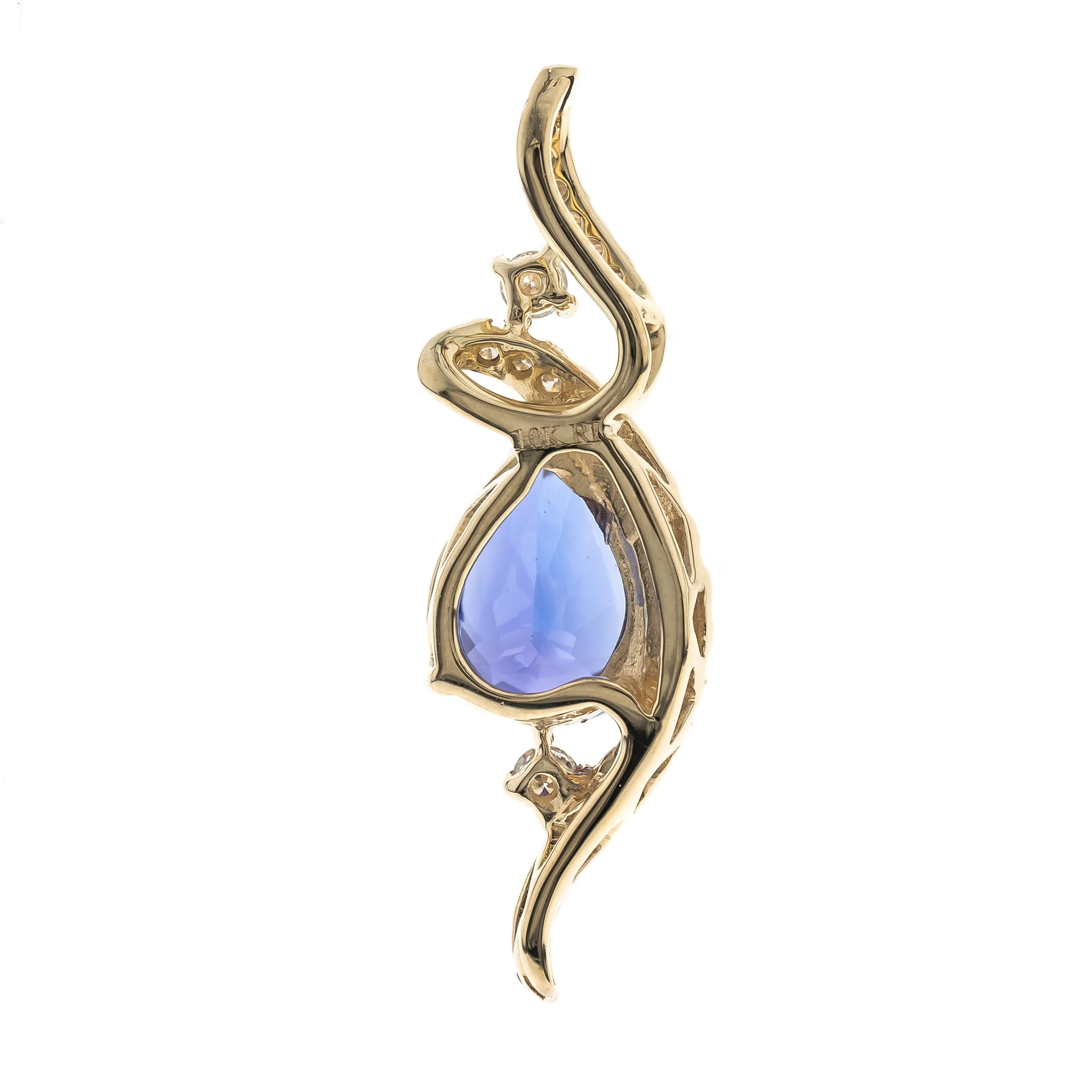 Gin & Grace 14k Yellow Gold Pear-cut Tanzanite Pendant View 3