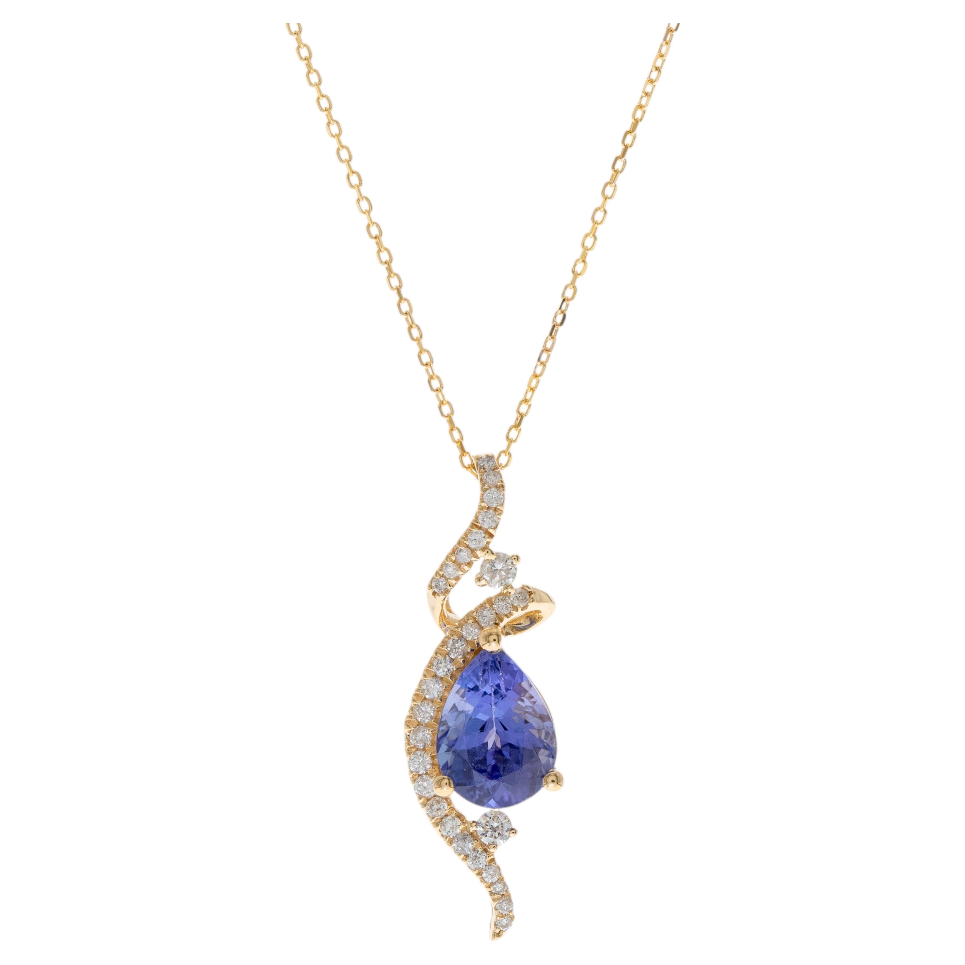Gin & Grace 14k Yellow Gold Pear-cut Tanzanite Pendant