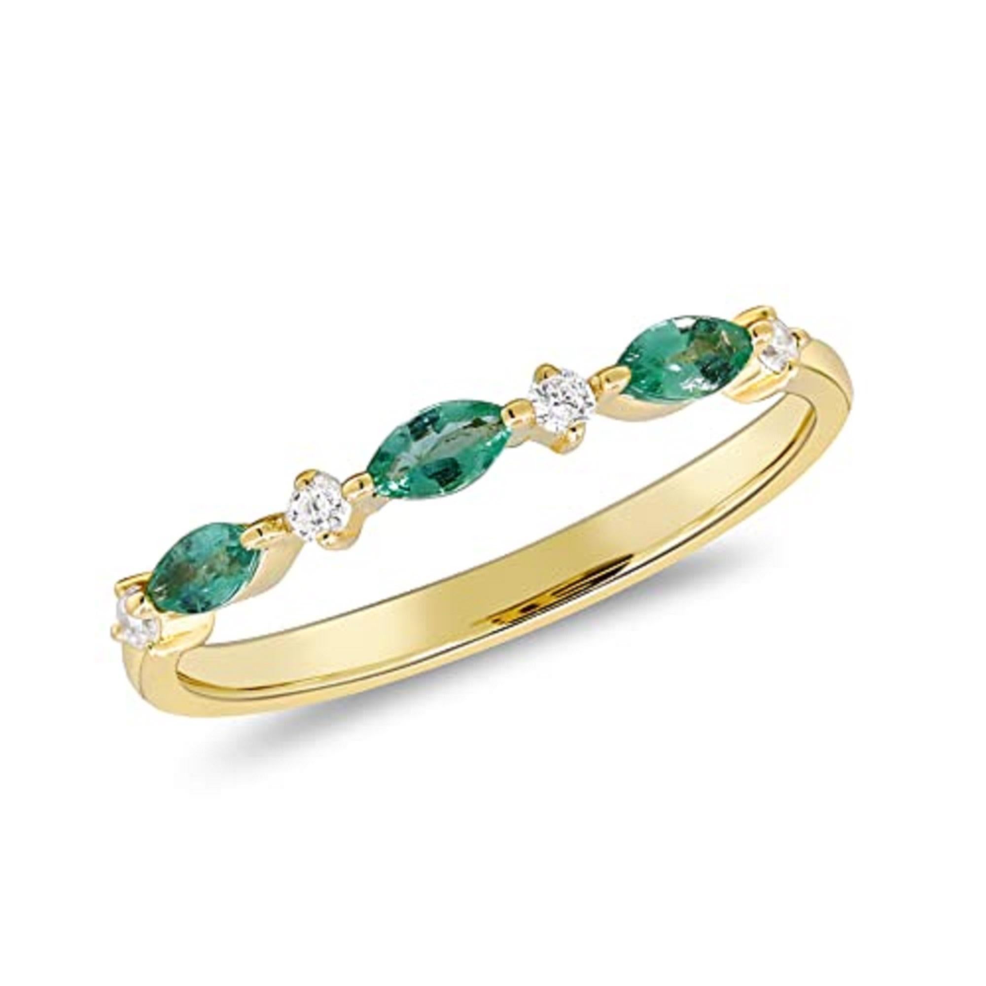Art Deco Gin & Grace 14K Yellow Gold Zambian Emerald Ring with Natural Diamonds for Women For Sale