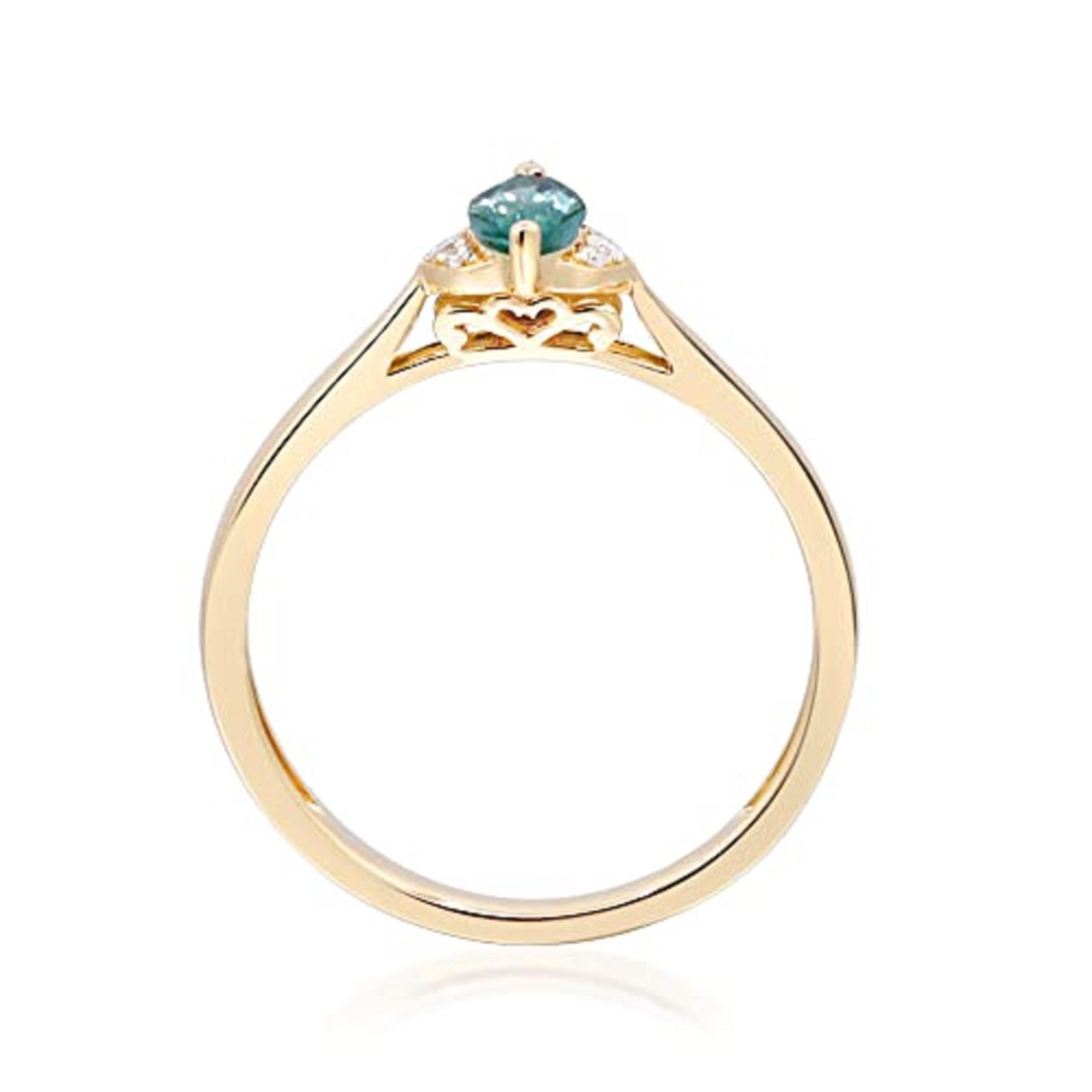 Art Deco Gin & Grace 14K Yellow Gold Zambian Emerald Ring with Natural Diamonds for Women For Sale
