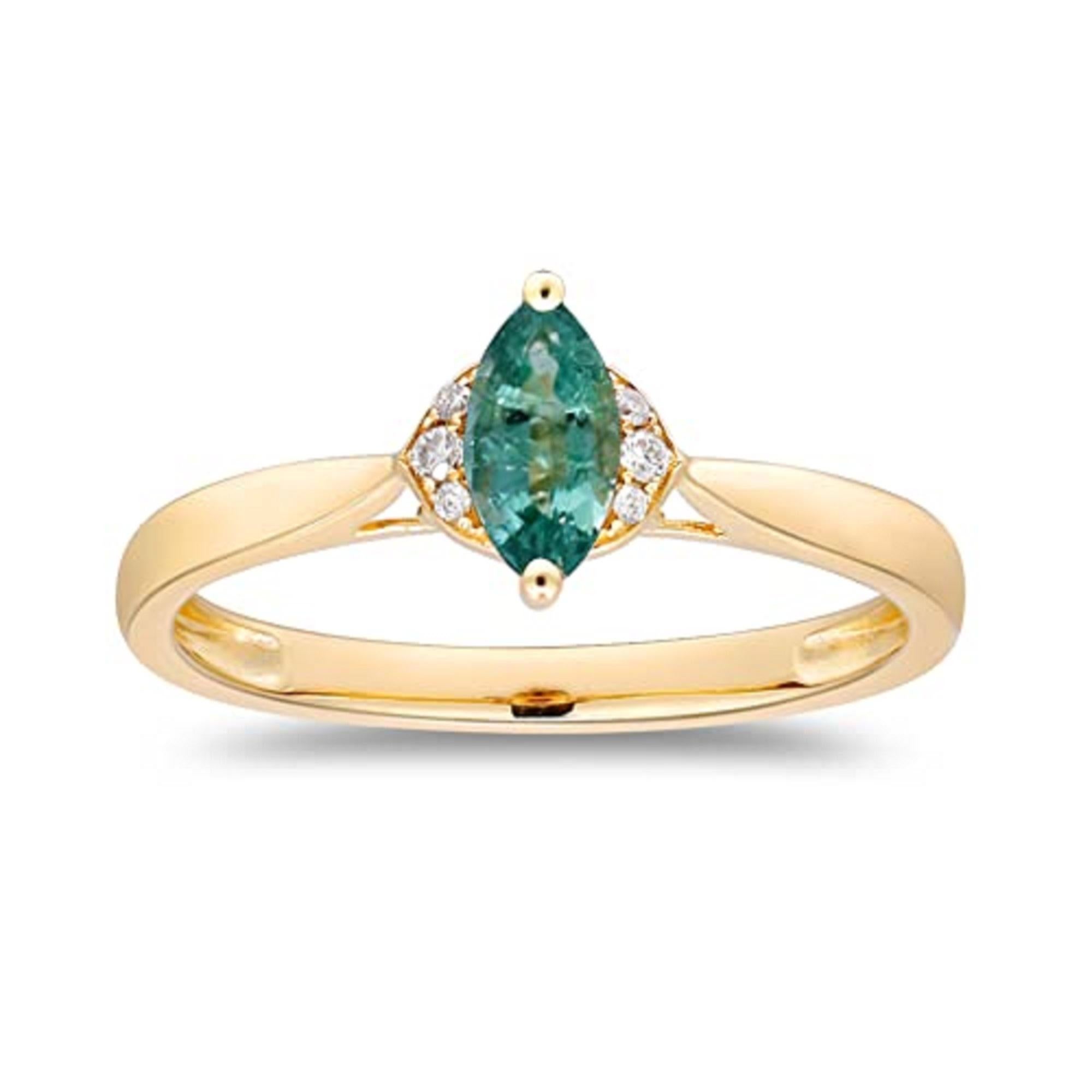 Gin & Grace 14K Yellow Gold Zambian Emerald Ring with Natural Diamonds for Women In New Condition For Sale In New York, NY