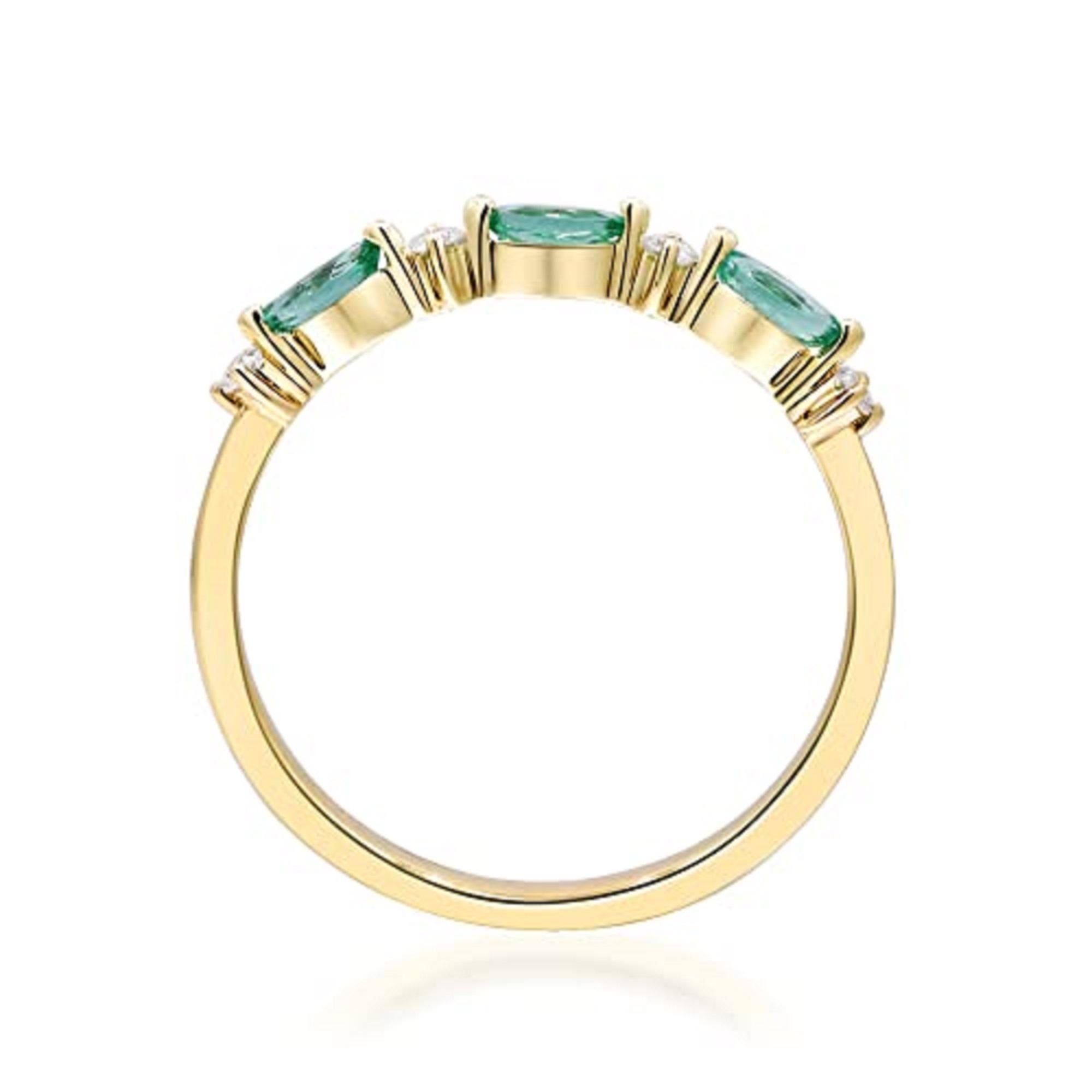 Women's Gin & Grace 14K Yellow Gold Zambian Emerald Ring with Natural Diamonds for Women For Sale