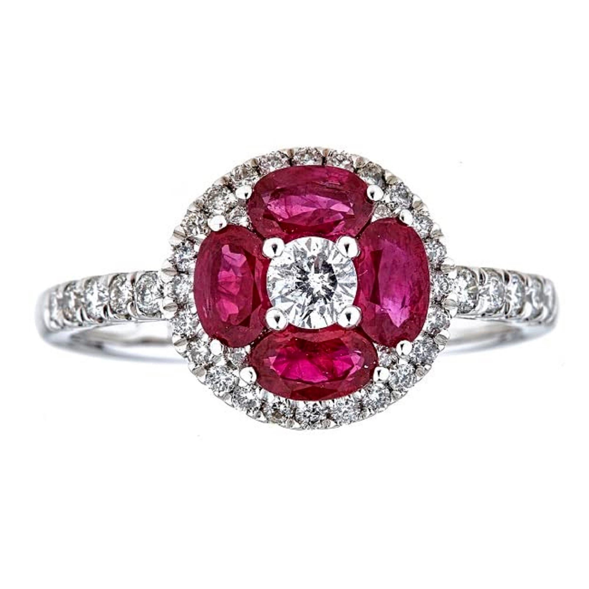 Art Deco Gin & Grace 18K White Gold Mozambique Genuine Ruby Ring with Diamonds for women For Sale