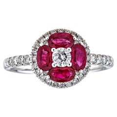 Gin & Grace 18K White Gold Mozambique Genuine Ruby Ring with Diamonds for women