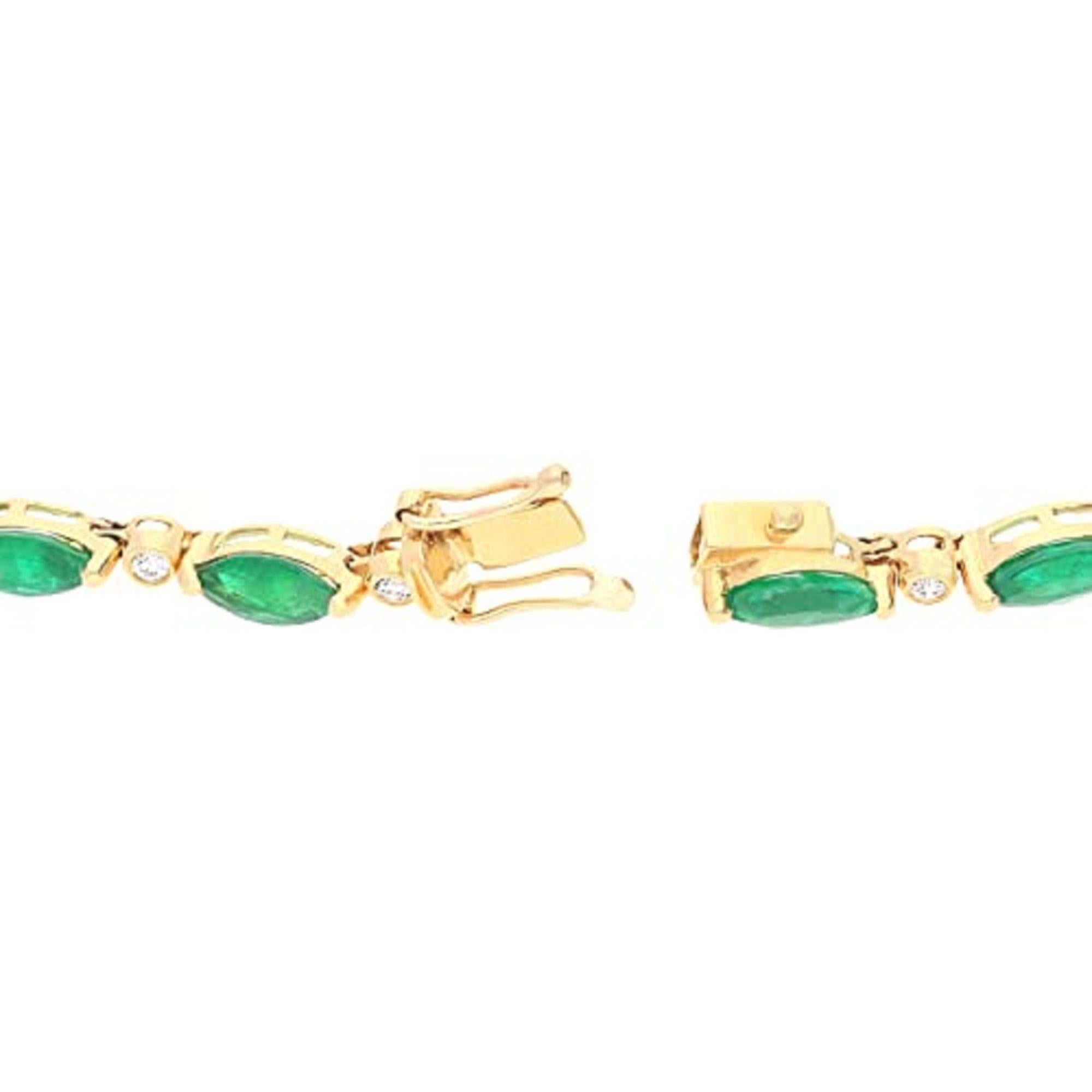 Art Deco Gin & Grace 18K Yellow Gold Emerald Bracelet with Diamonds for women For Sale