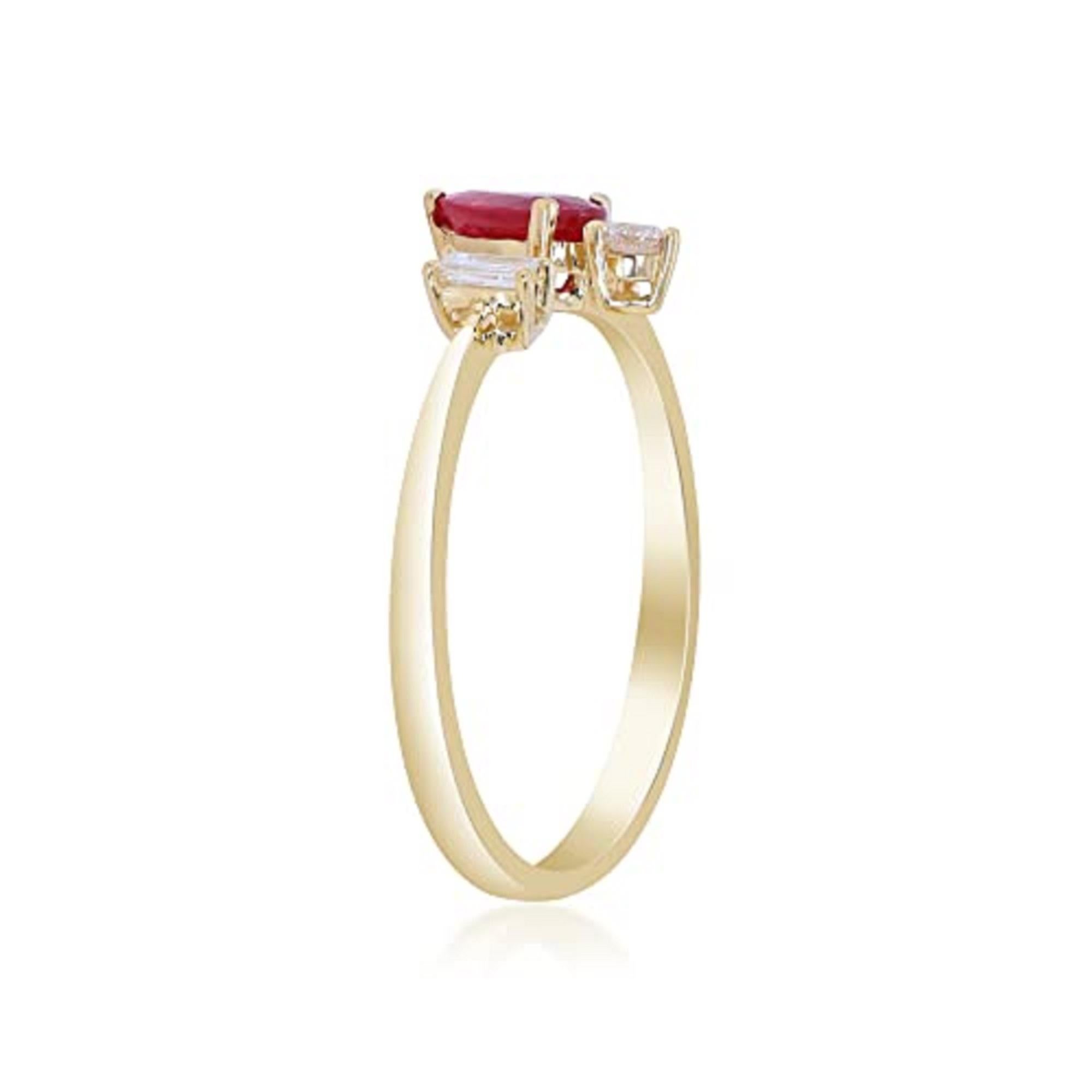 Art Deco Gin & Grace 18K Yellow Gold Mozambique Genuine Ruby Ring with Diamonds for women For Sale