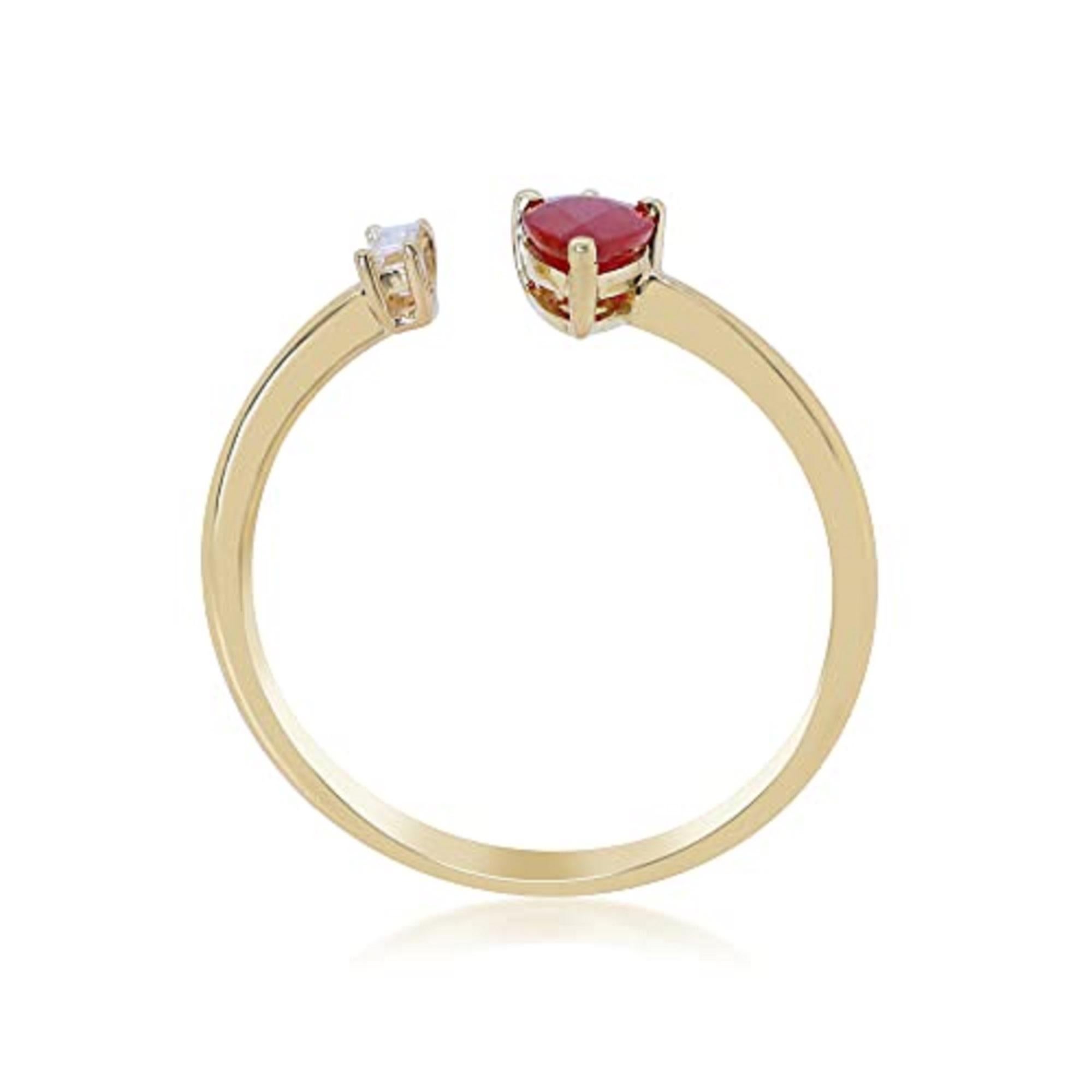 Pear Cut Gin & Grace 18K Yellow Gold Mozambique Genuine Ruby Ring with Diamonds for women For Sale
