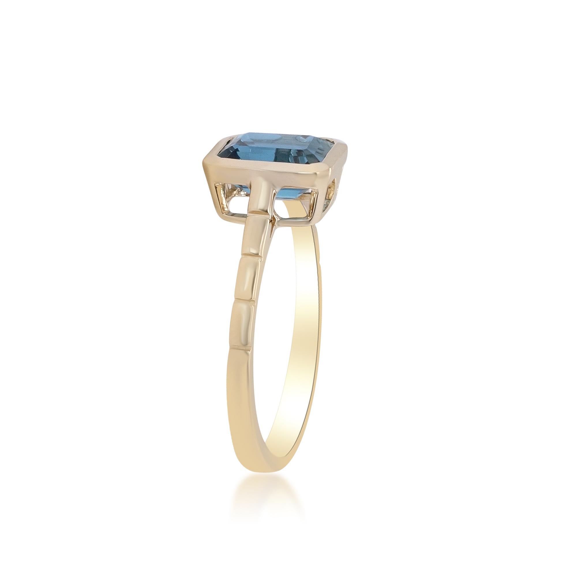 Art déco Gin and Grace Classic London Blue Topaz with 14k Yellow Gold Ring For Women/Girls en vente