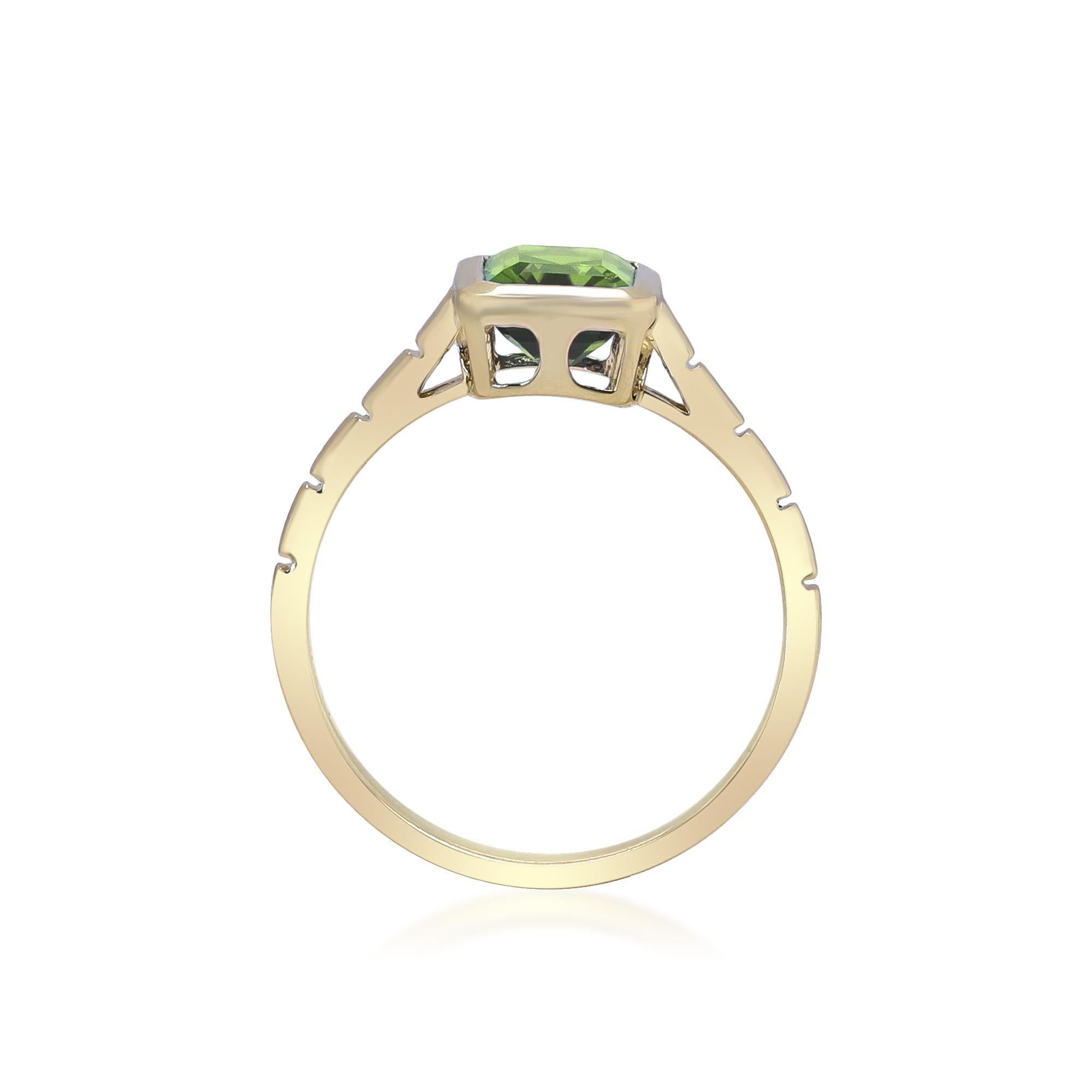 Emerald Cut Gin & Grace Classic Peridot with 14k Yellow Gold Ring For Women/Girls For Sale