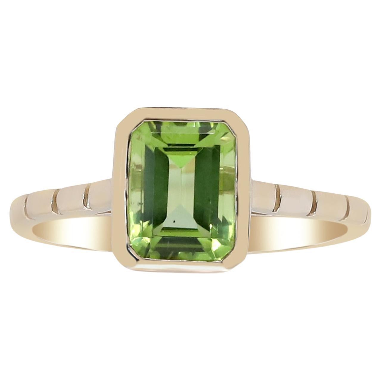 Gin & Grace Classic Peridot with 14k Yellow Gold Ring For Women/Girls For Sale