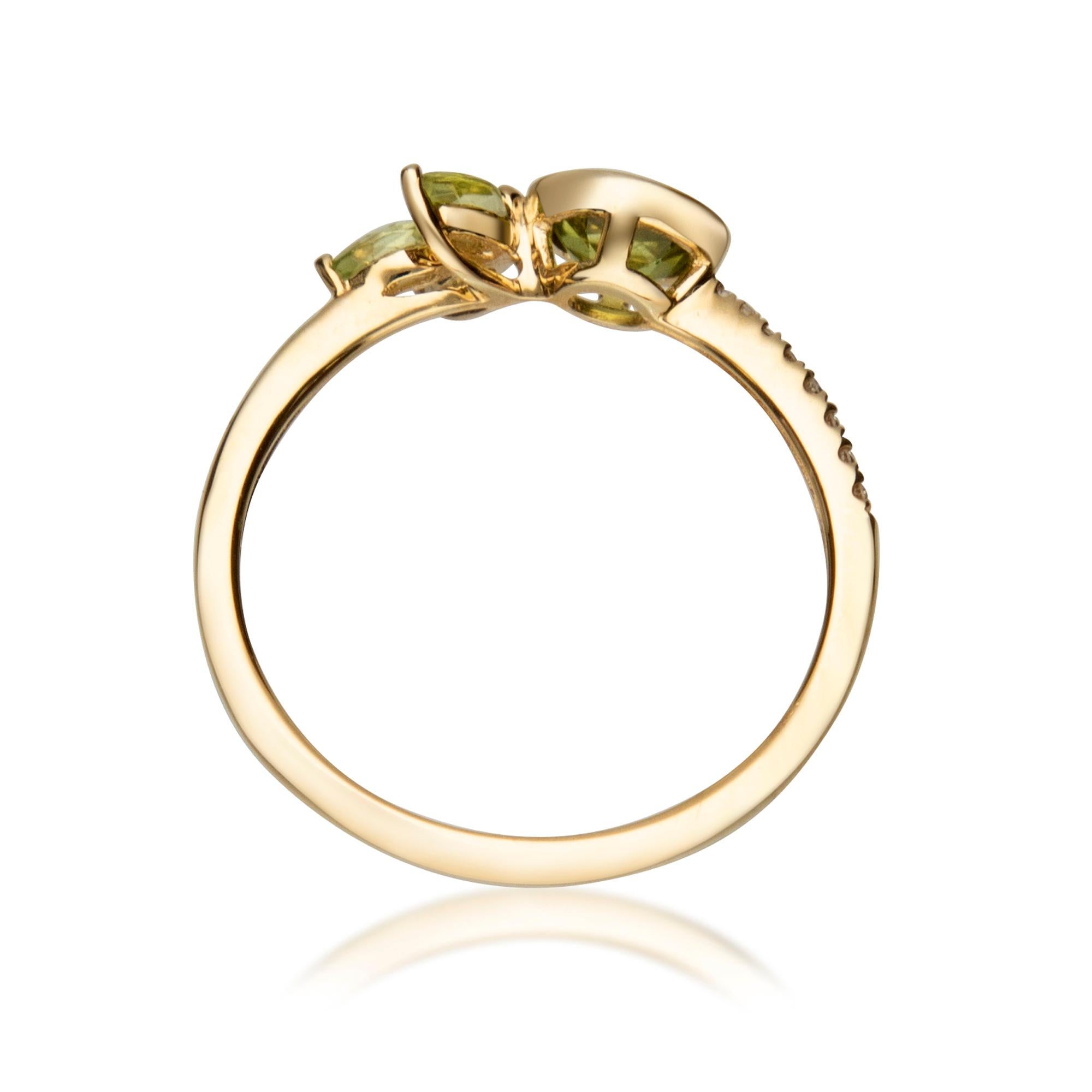 Gin and Grace Classic Peridot with Diamond 14k Yellow Gold Ring For Women/Girls en vente 3